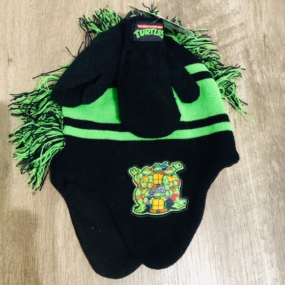NWT Nickelodeon TMT HAT AND MITTEN SET sz12m-24m - Picture 1 of 9
